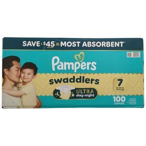 Pampers Swaddlers Ultra Day & Night Diapers, 100ct, Size 7 (26-50lbs)